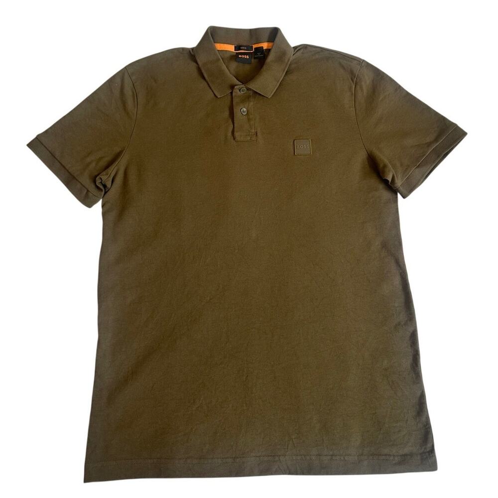 Hugo Boss Polo Shirt Mens XL Slim Fit Olive Green Short Sleeve